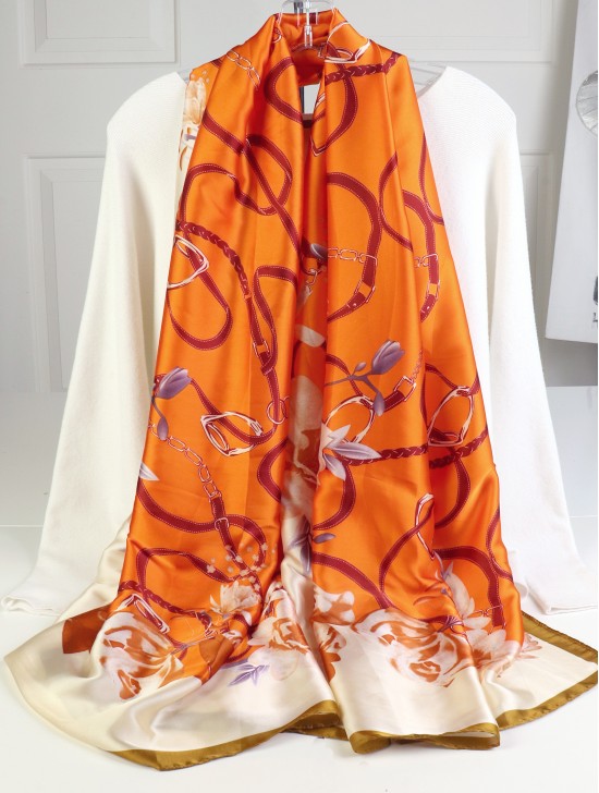 Premium Silk Feeling Spring Print Scarf